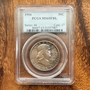 1954 Franklin Half Dollar PCGS MS65 FBL Coin